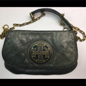 Tory Burch Navy Blue Snakeskin Crossbody