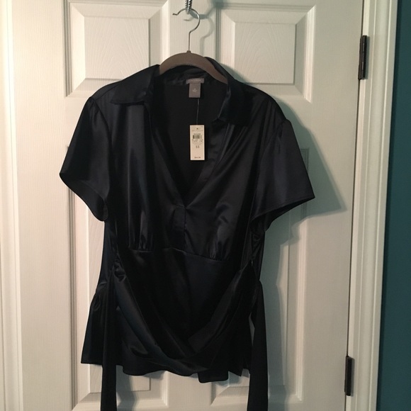 Ann Taylor Dark Blue Fitted Blouse, Size 18 - Picture 1 of 6