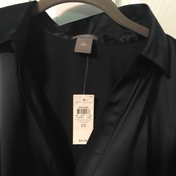 Ann Taylor Dark Blue Fitted Blouse, Size 18 - Picture 3 of 6