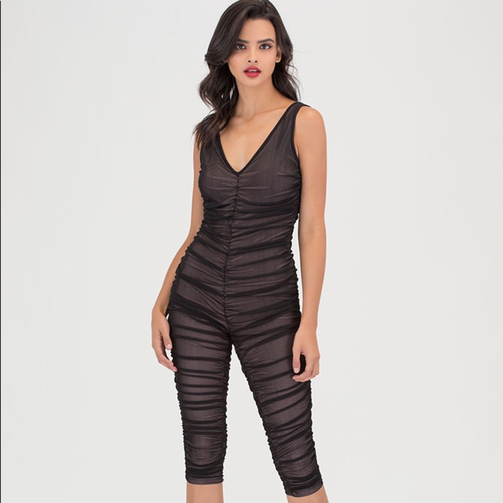 Plunging Ruched Jumpsuit