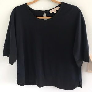 Blue and black wide cut blouse