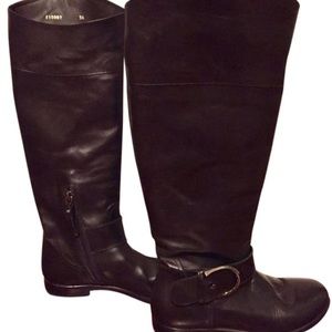 Giorgio Armani Leather Black Knee High Riding Boot