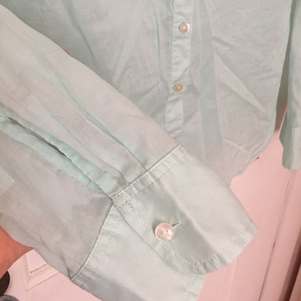 Talbots Mint Green Button-Down Blouse - image 4