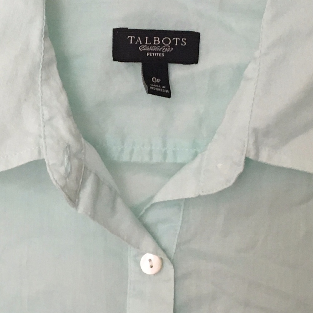 Talbots Mint Green Button-Down Blouse - image 3