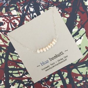 Freshwater Pearls & Sterling Silver Bar Necklace