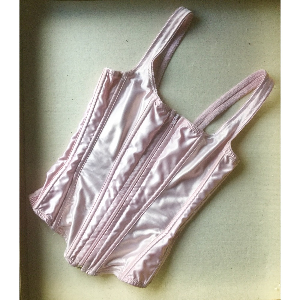SOLD 50s VTG Pink Bustier Corset Bra - Picture 4 of 8