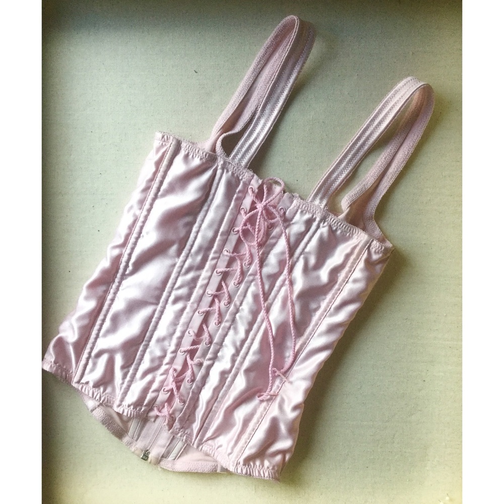 SOLD 50s VTG Pink Bustier Corset Bra - Picture 8 of 8