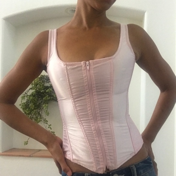 SOLD 50s VTG Pink Bustier Corset Bra - Picture 2 of 8