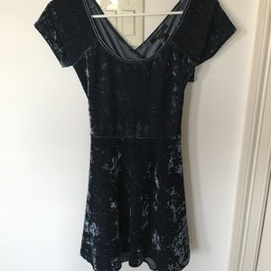 navy blue suede dress w/ back cutout