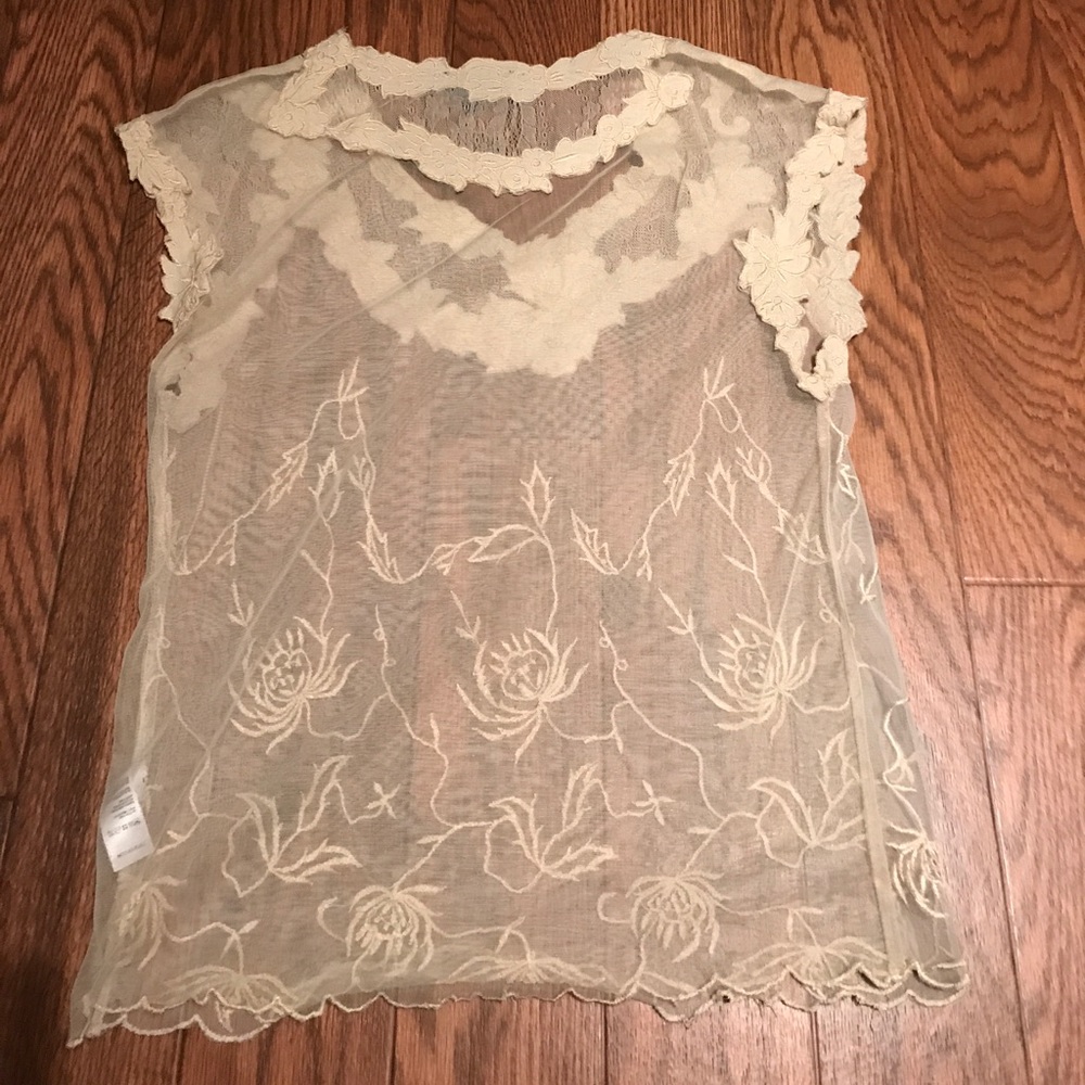 TOPSHOP rare sheer lace detail design top US 4 - Picture 6 of 6