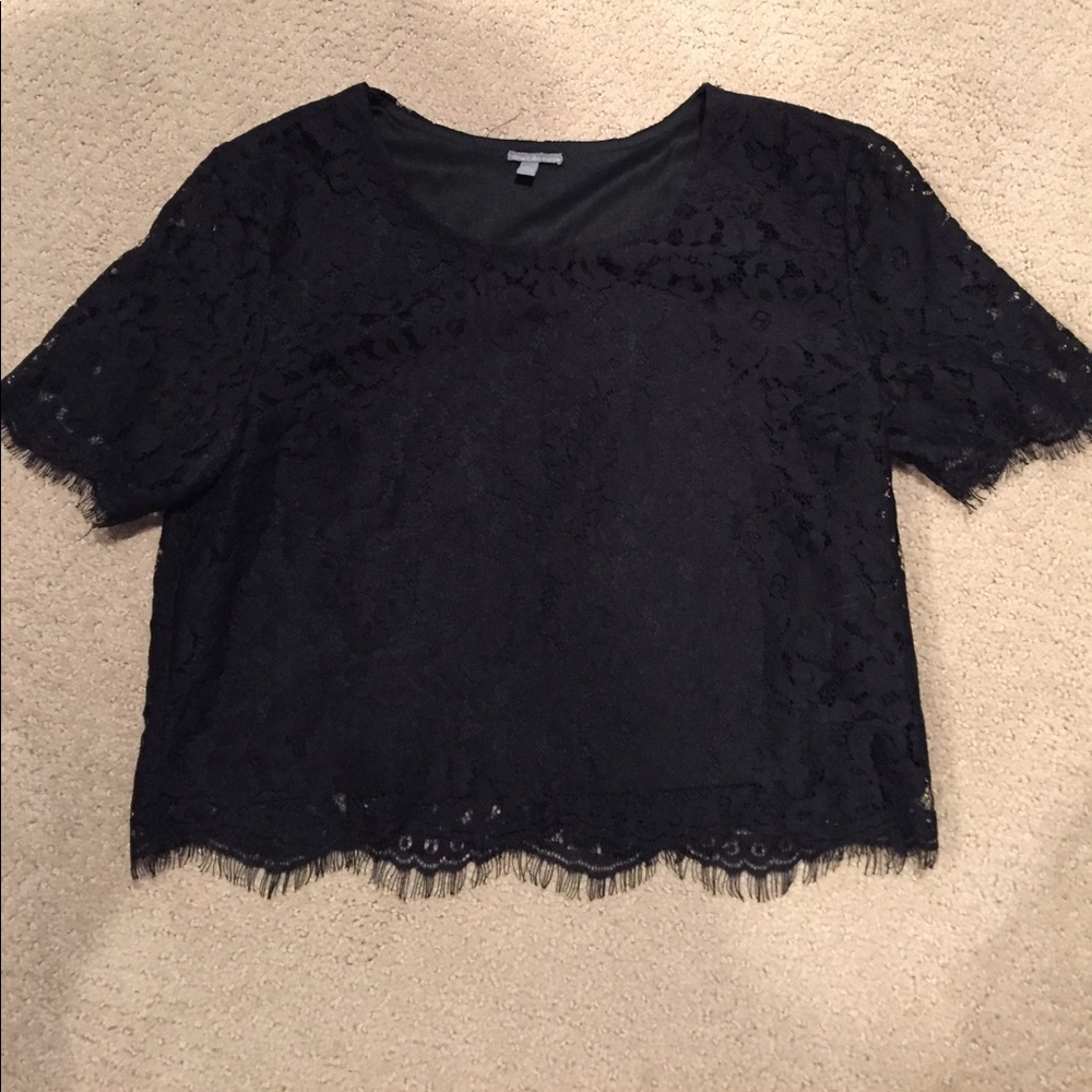 Black lace crop top