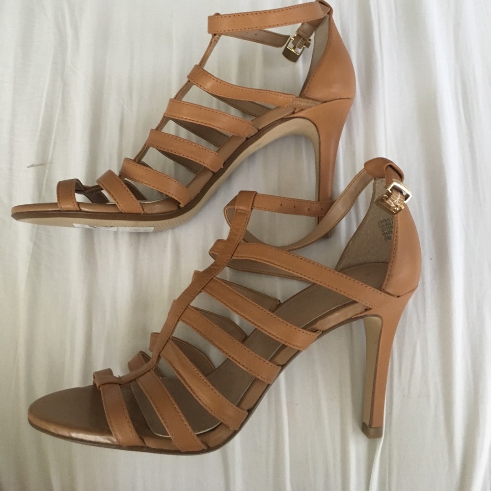 Tan heeled sandals