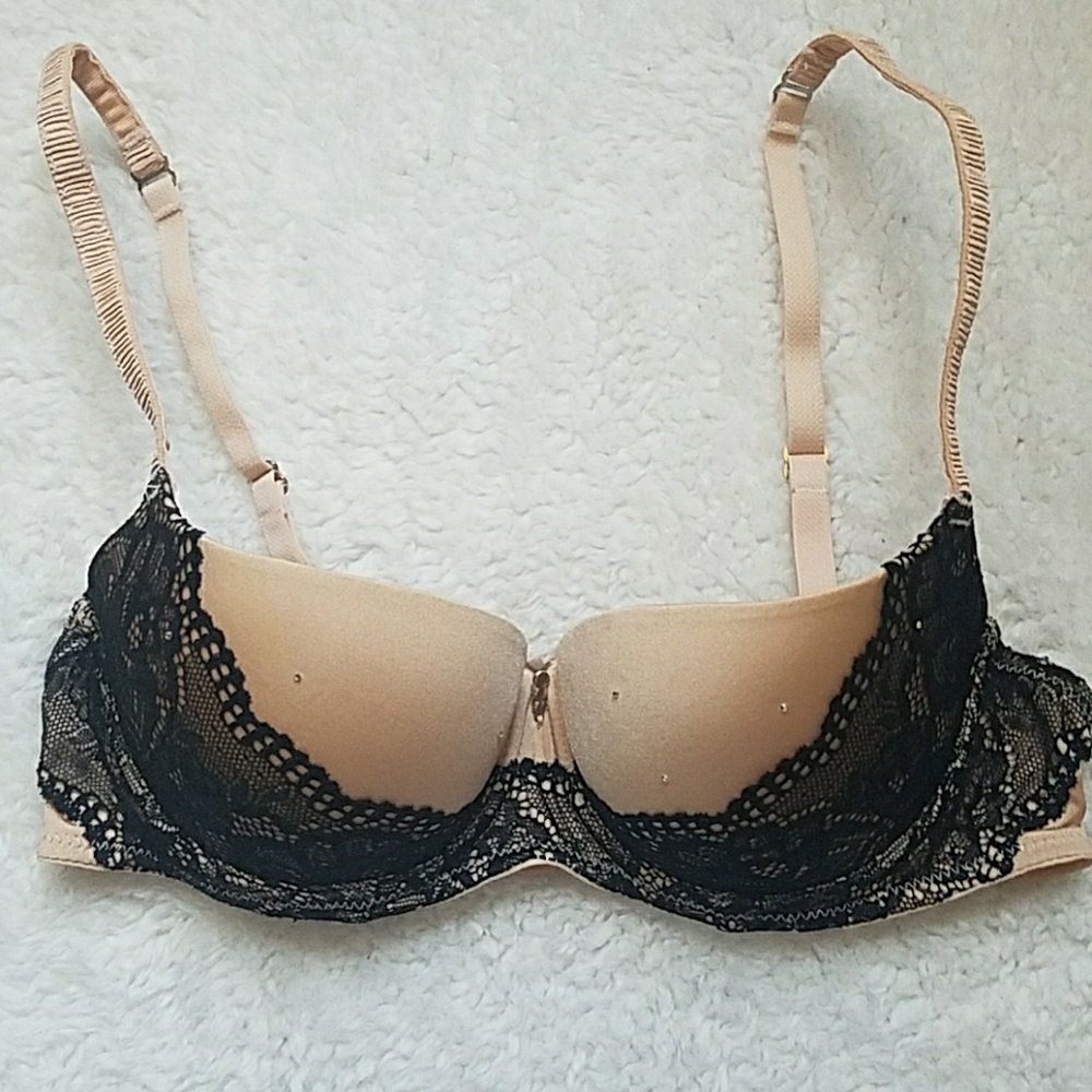 Frederick's Nude and Black bra