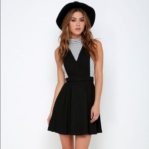 JOA Black Wool Pinafore Dress