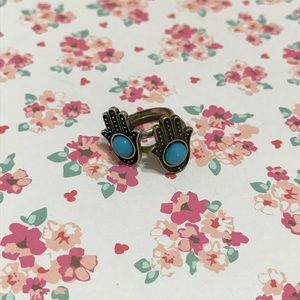 Hamsa Hand Silver and Gold Midi Ring Set