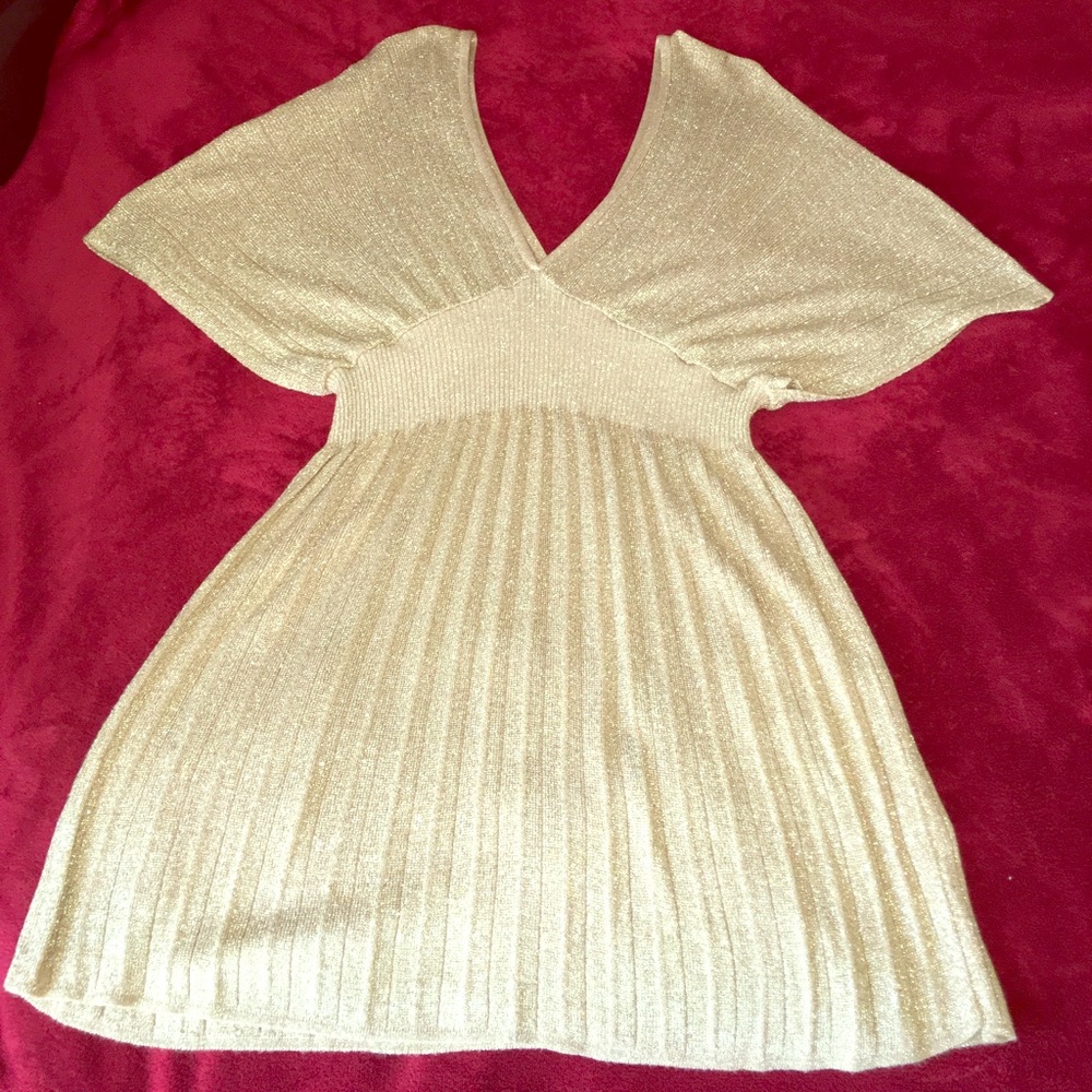 Gold Shimmer Boutique Cocktail Dress (M)