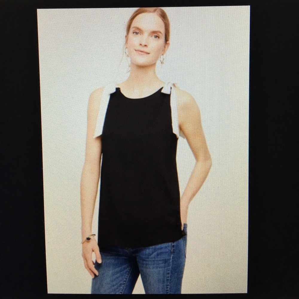 Ann Taylor Contrast Bow Shell