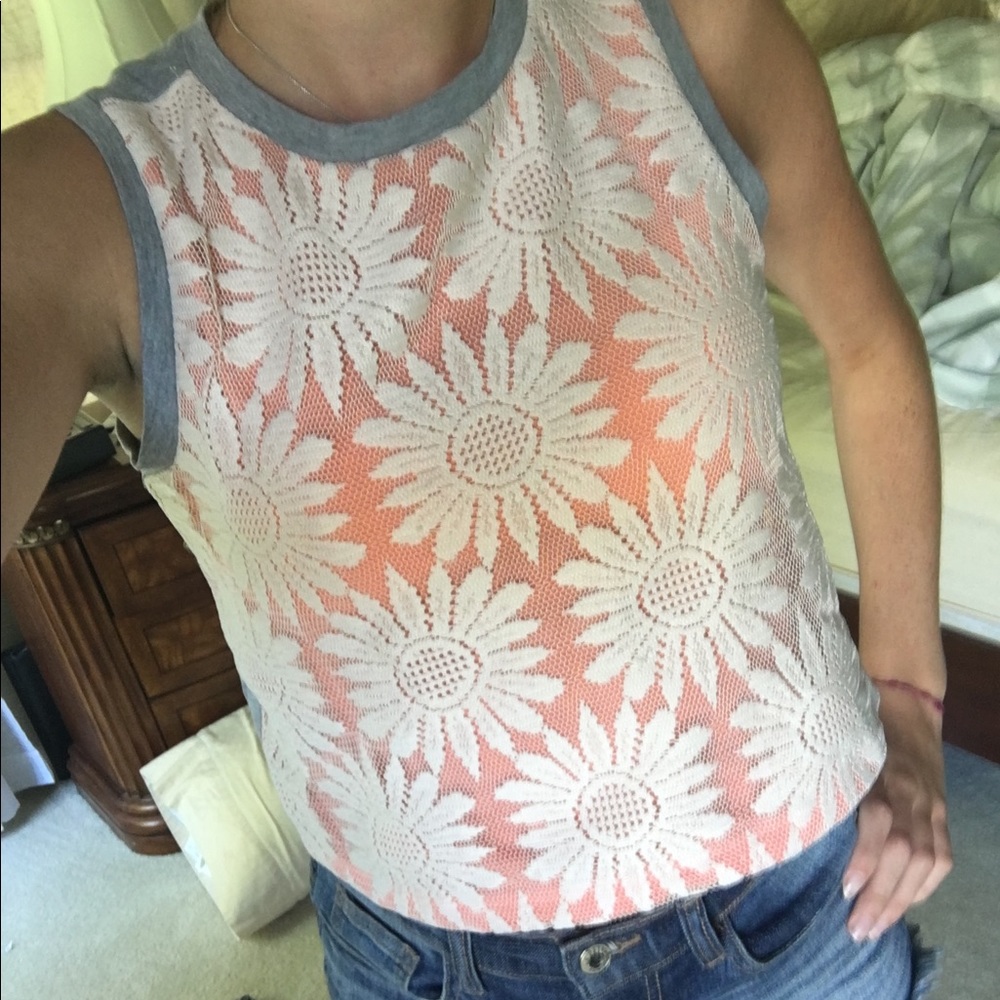 Floral lace crop top