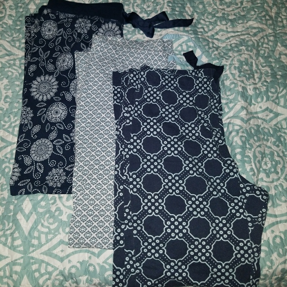 Bundle of 3 Nautica Pajama Pants blue, aqua, white