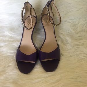 Vince Camuto  Purple Leather Jeweled Ankle Strap