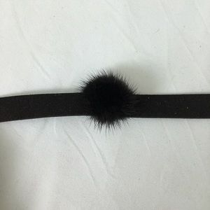 velvet suede black choker with fur ball