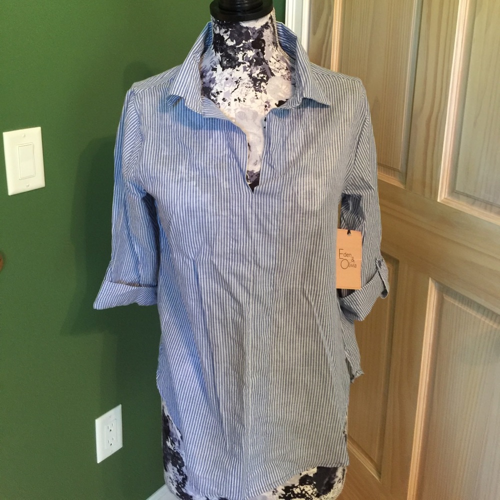 Eden & Olivia blue/white striped blouse 🌸
