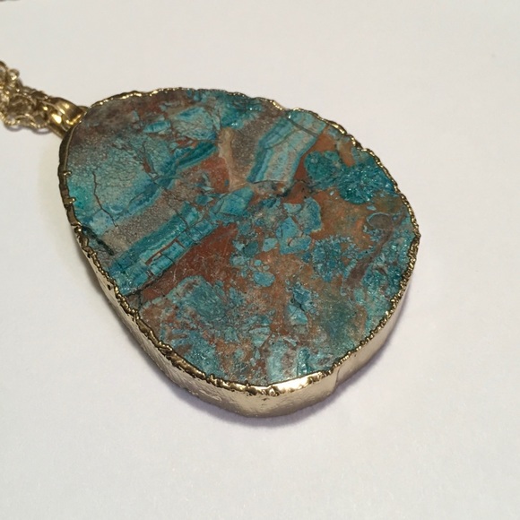 Lg. Turquoise Double Gold Chain Necklace NWT - Picture 4 of 4