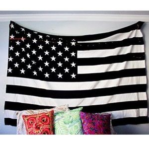 Black & white American flag tapestry