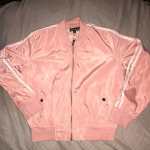 2 Cute Pink Bomber White Striped Sleeves