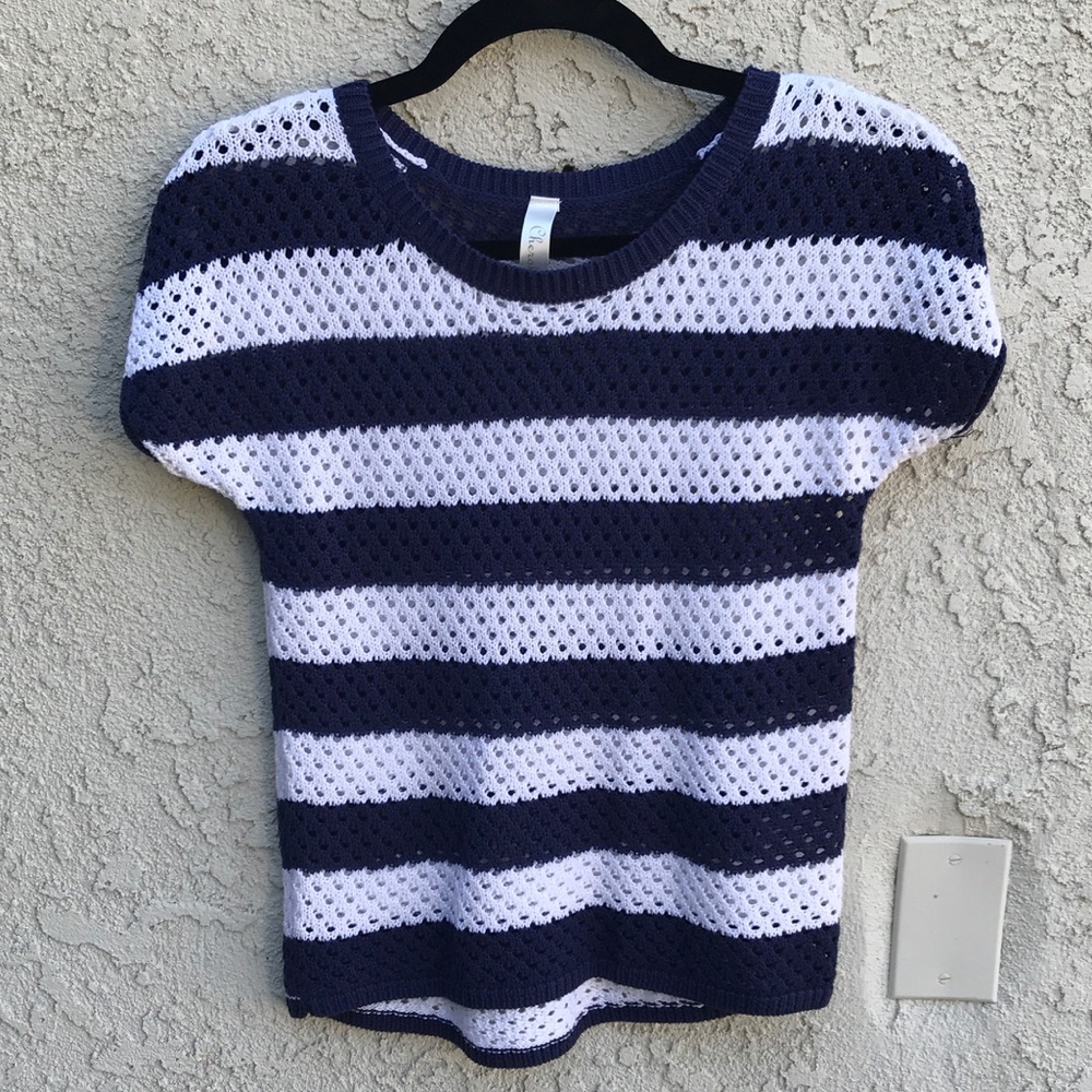 Cherokee Blue & White Striped Knit Top