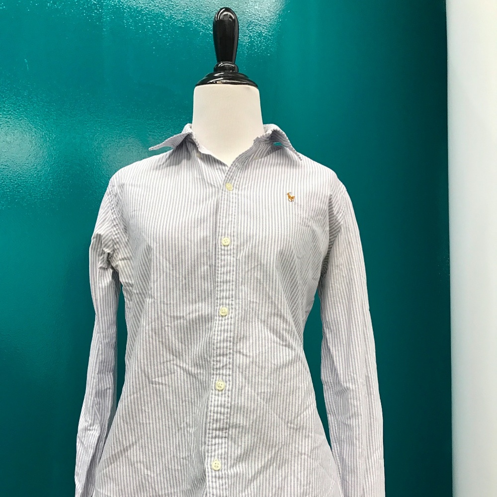 Ralph Lauren Blue and White Striped Shirt size 8