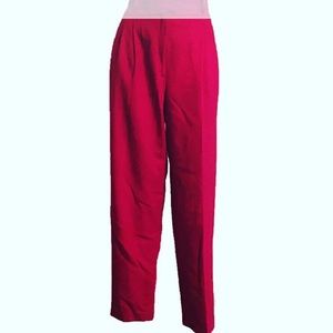 70s High Waist Wool Blend Red Pant with Pleats, 8