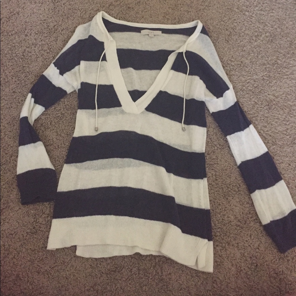 LOFT striped V neck sweater