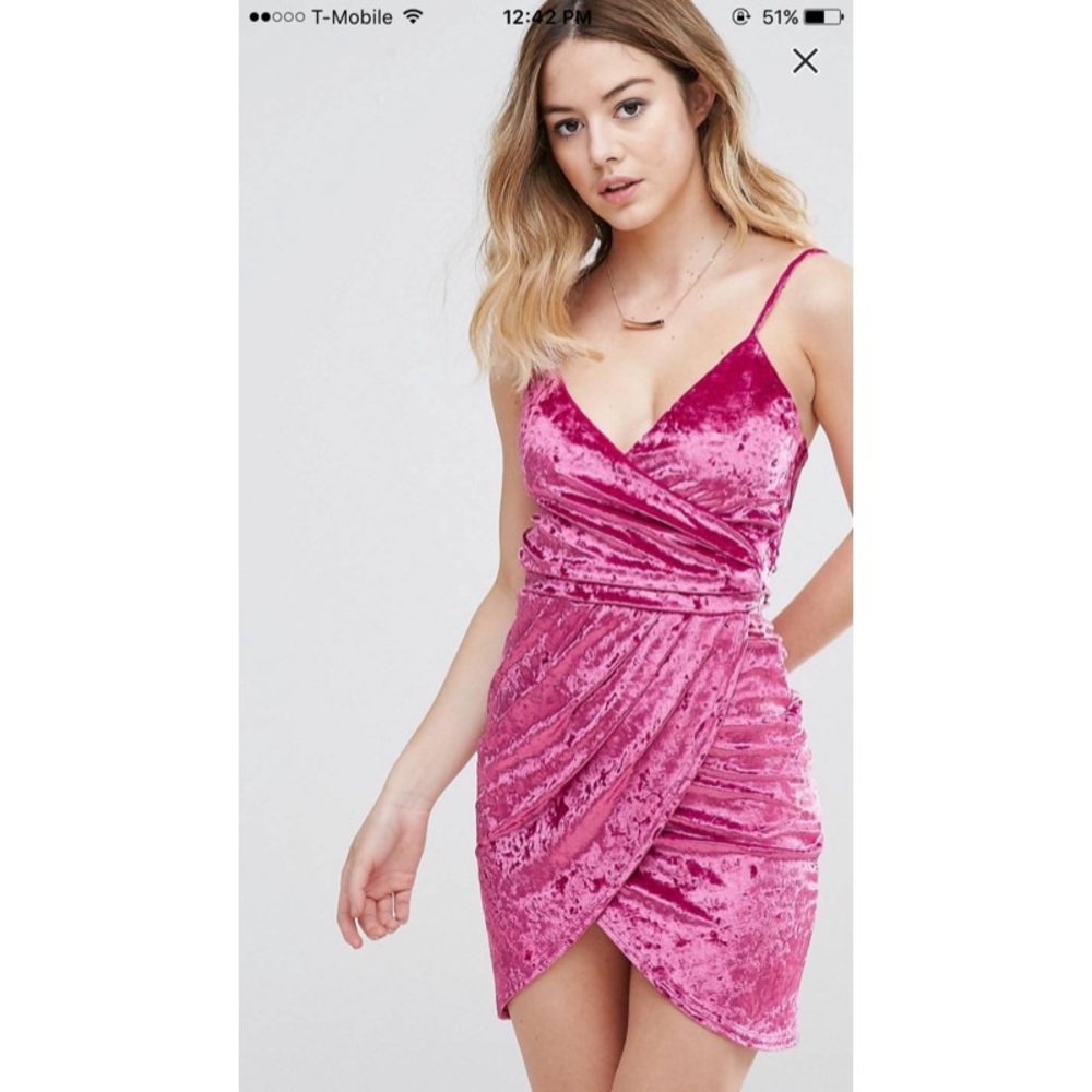 Club L/ASOS pink velvet dress
