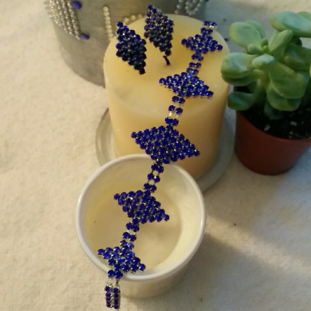 Blue Austrian crystal bracelet and earring set