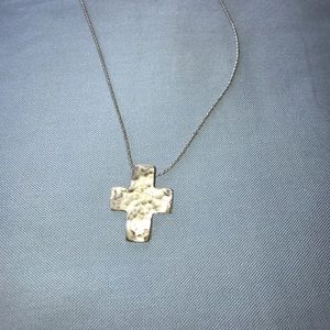 Large silver cross on 18" necklace