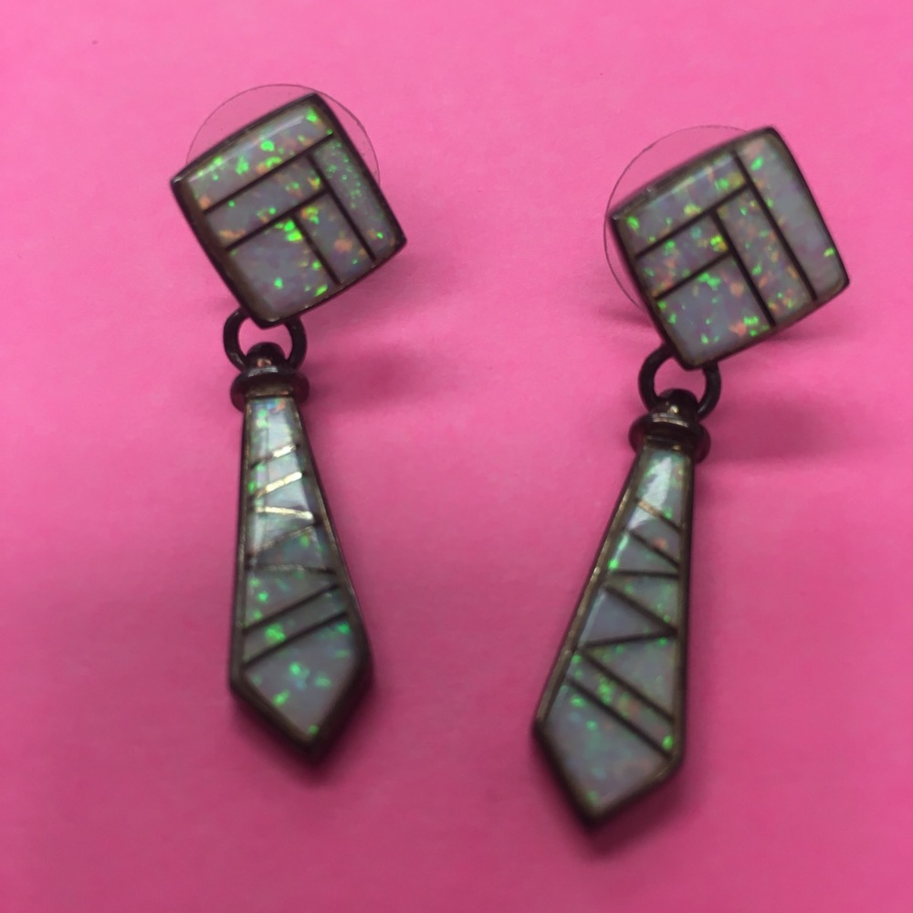 Women's opal dangle earrings