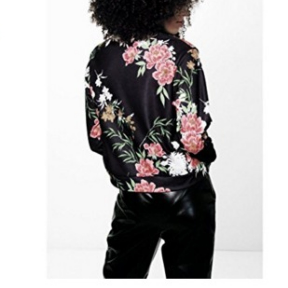 Black Floral Print Jacket - Picture 2 of 5