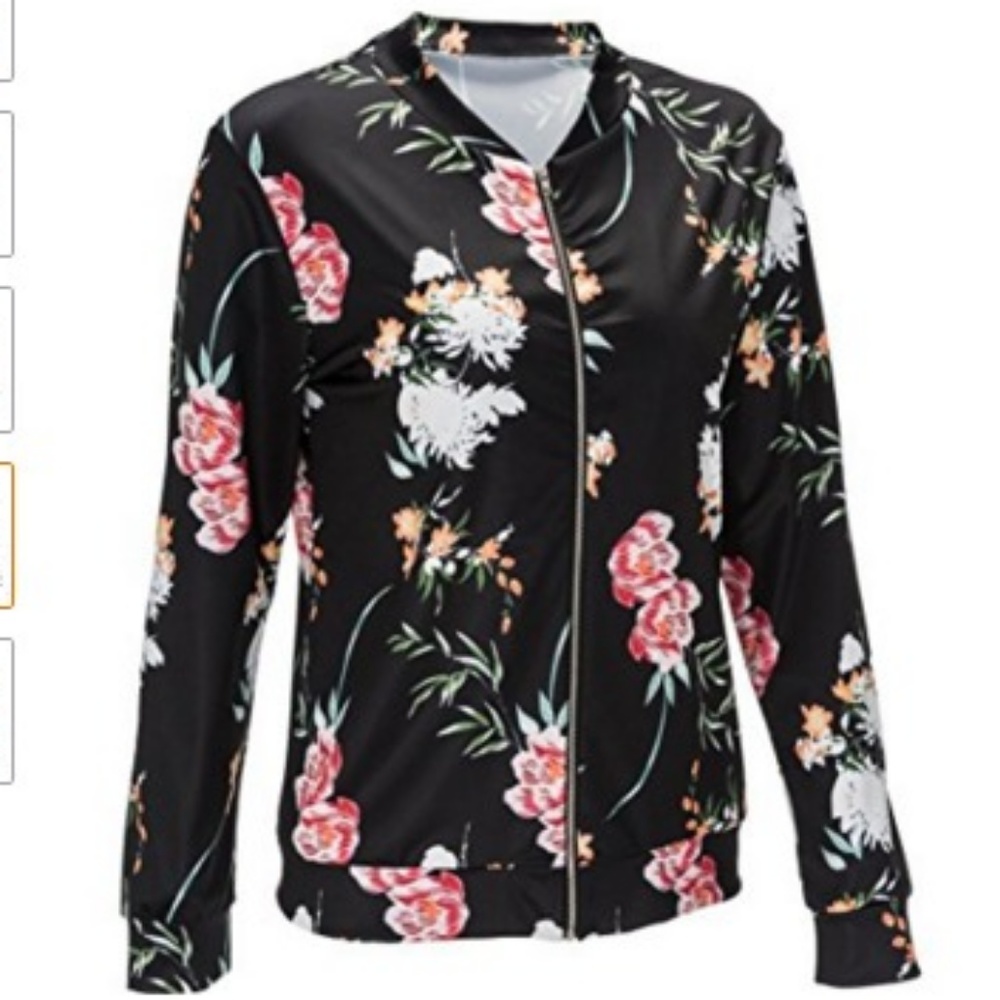 Black Floral Print Jacket - Picture 4 of 5