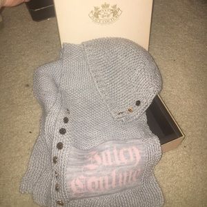 Juicy Couture grey hat and scarf set
