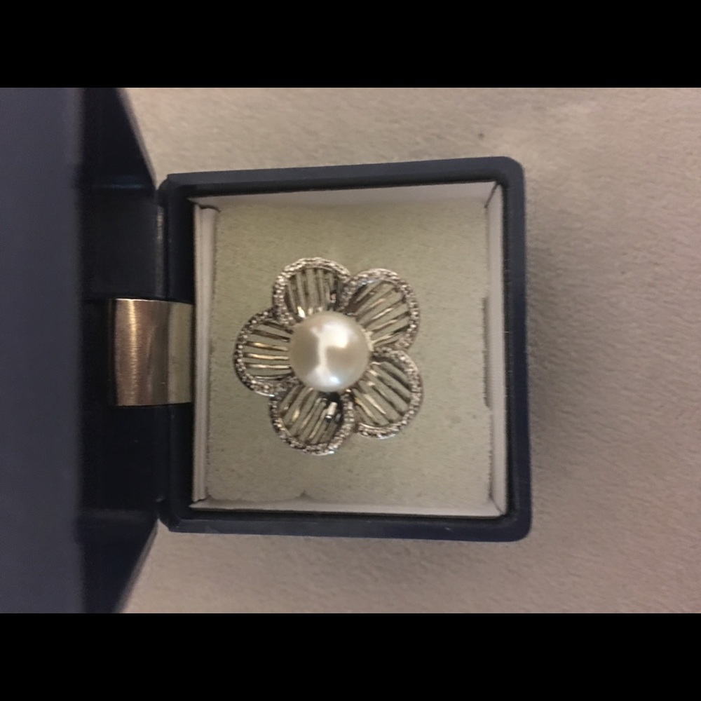 925 Diamond pearl ring