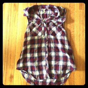 Forever 21 button up flannel long tank