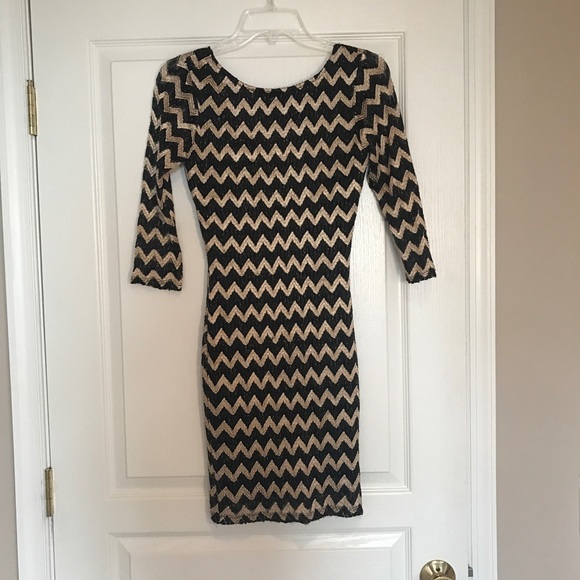 Forever 21 Black and Gold Cocktail Dress - Picture 1 of 3
