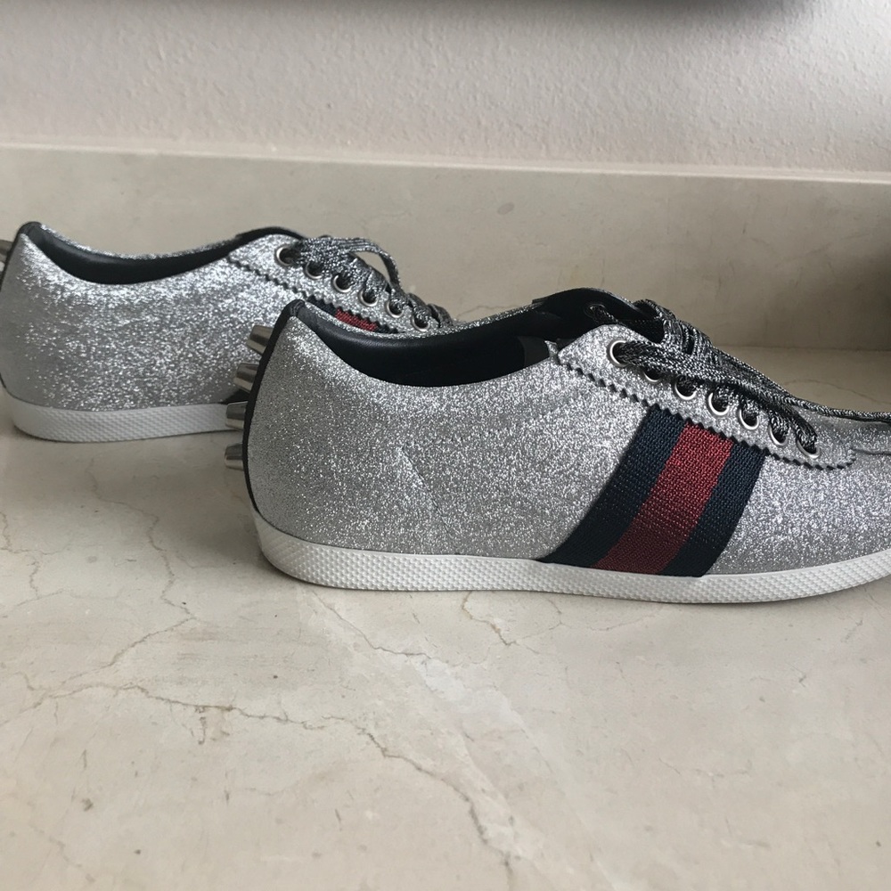 Gucci Silver Sneakers (Worn Once)