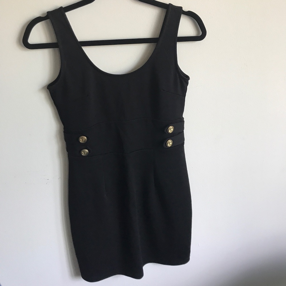 ✨BDG✨Black Mini Bodycon Dress, Gold Anchor Buttons