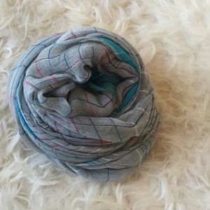 Grey & Blue Striped Scarf