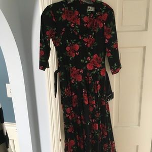 Rose pattern vintage dress