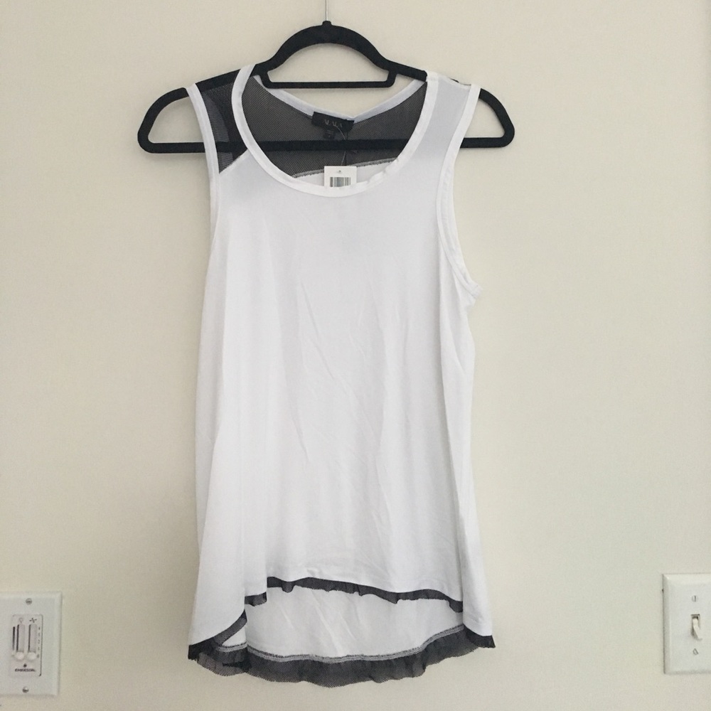 White and black mesh workout top
