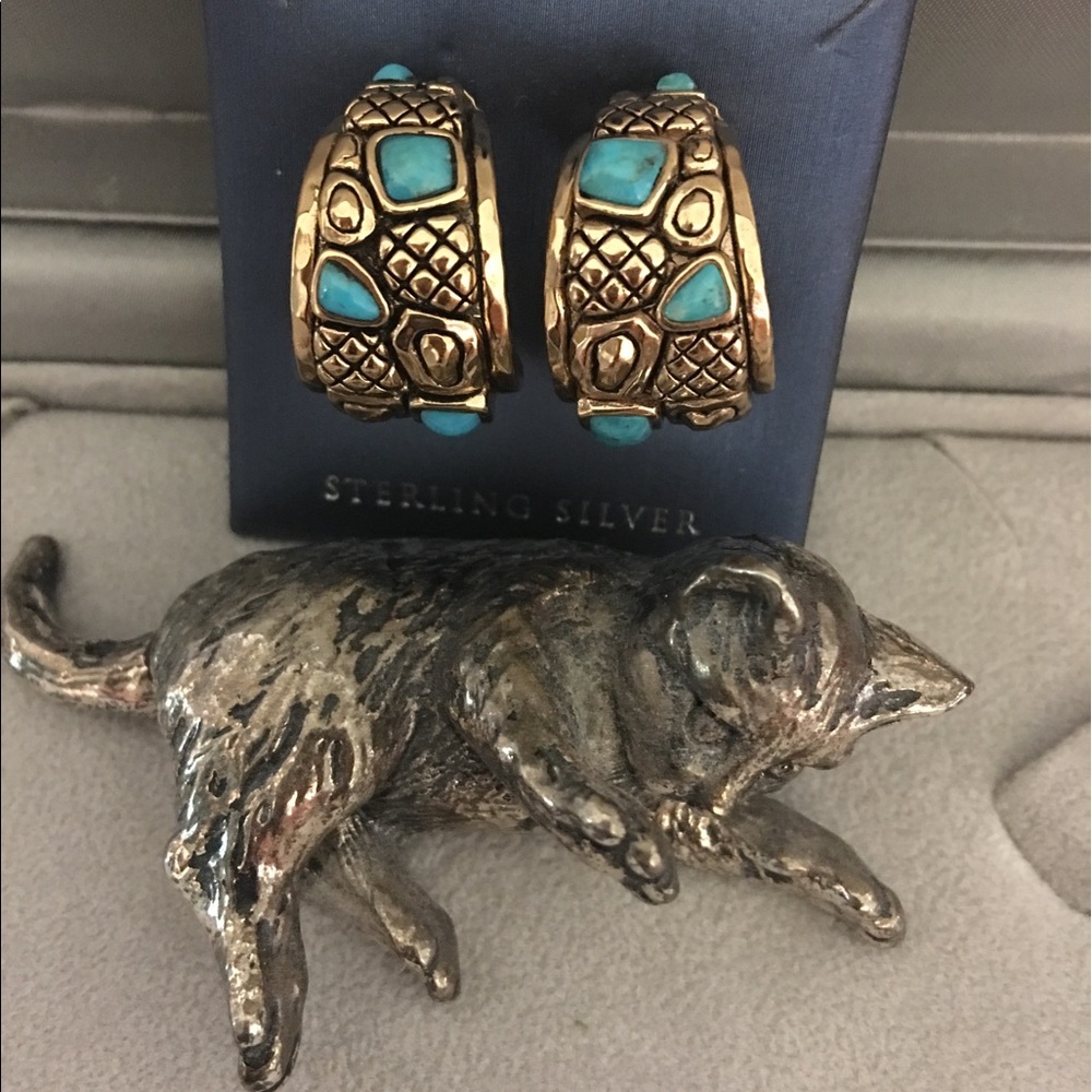 Brass turquoise earrings