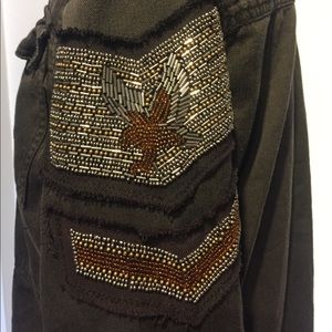 Free People Embroidered Military Jacket